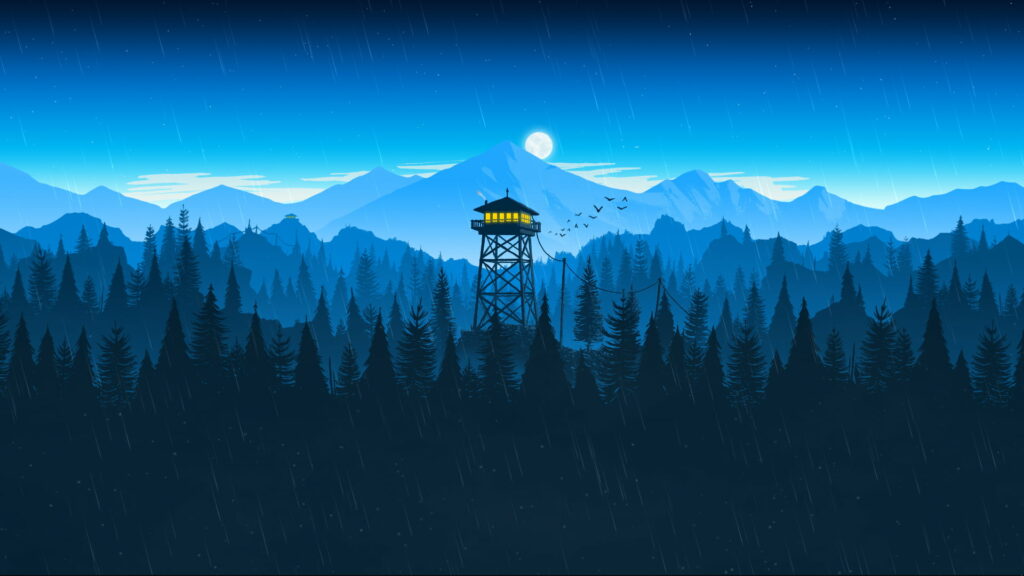 Scenic Solitude: Firewatch Video Game Art in a Minimalistic Background Wallpaper