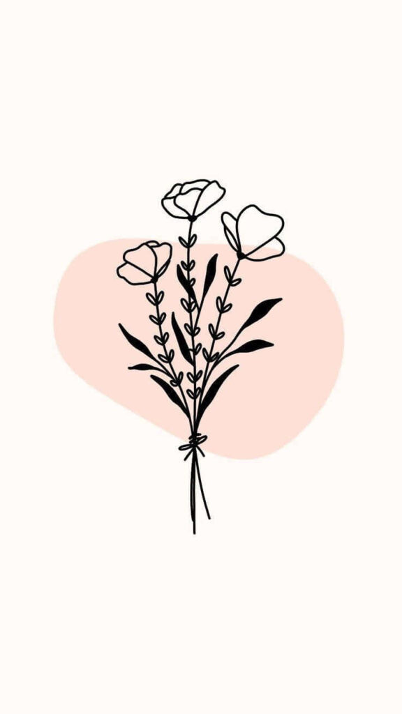 Minimalist Floral Wallpaper: Simple Line Drawing on Soft Pastel Background