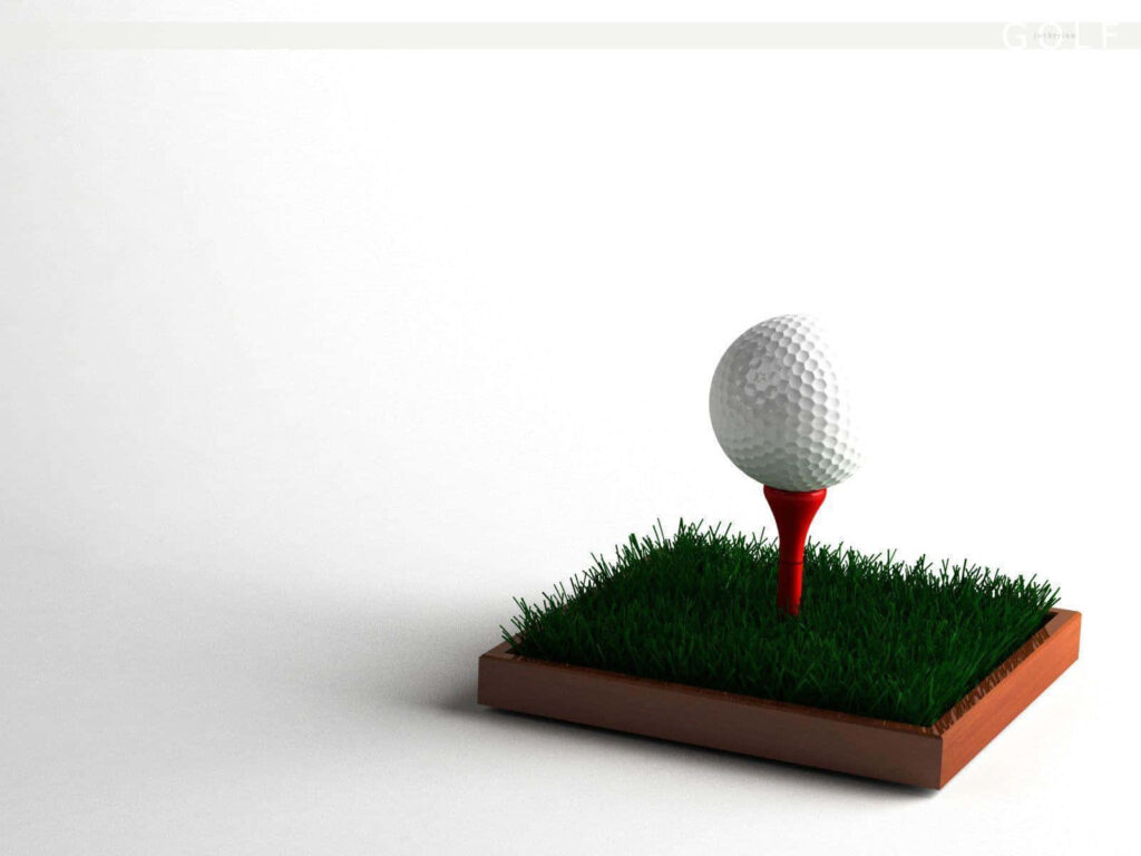 Minimalist Golf Wallpaper: Close-Up of Ball on Red Tee & Green Grass