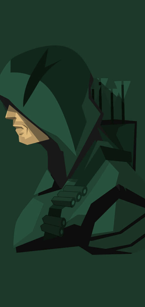 Minimalistic Green Arrow iPhone Wallpaper: Stylish Archer Profile