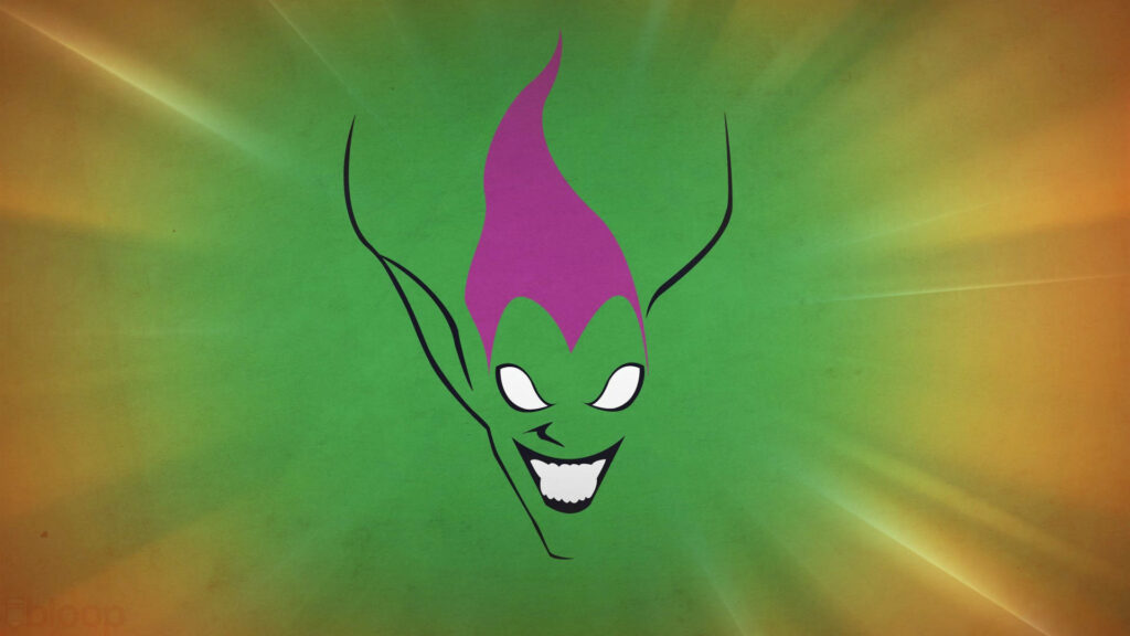 Minimalist Green Goblin Line Art Wallpaper with Vibrant Glow