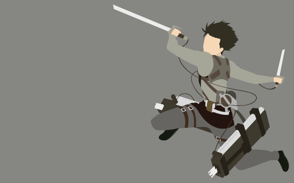 Sleek and Striking: Levi Ackerman, the Fierce Protector – HD Minimalist Attack on Titan Anime Wallpaper