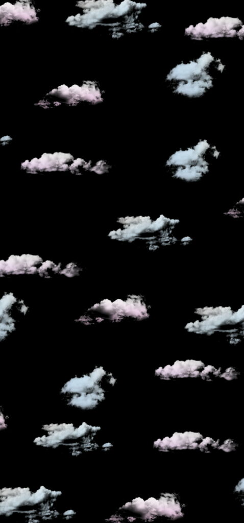 Elegant Minimalist HD Wallpaper: Fluffy Clouds on Black Background