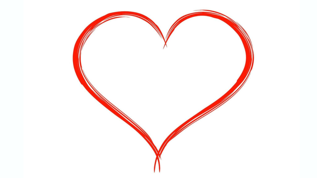 Minimalistic Hand-Drawn Red Heart Wallpaper on White Background