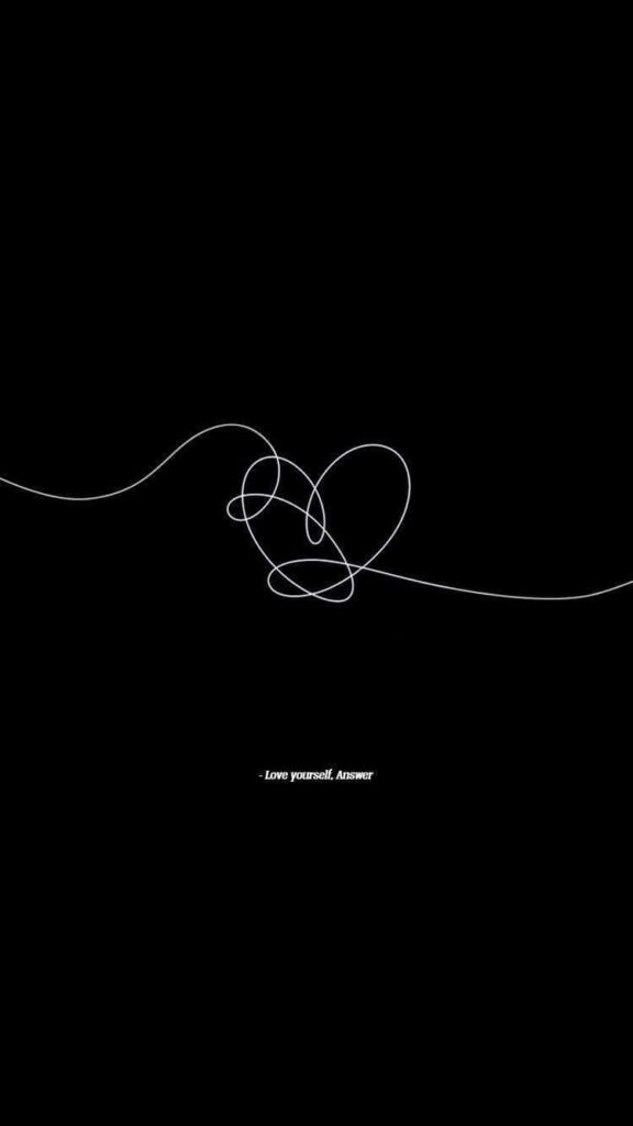 Minimalistic Heart Wallpaper: Black Background & Love Yourself Text