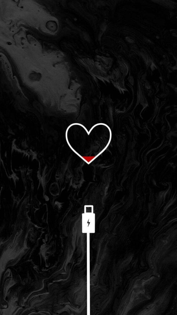 One-Sided Love: Minimalistic Heart with Low Battery Wallpaper