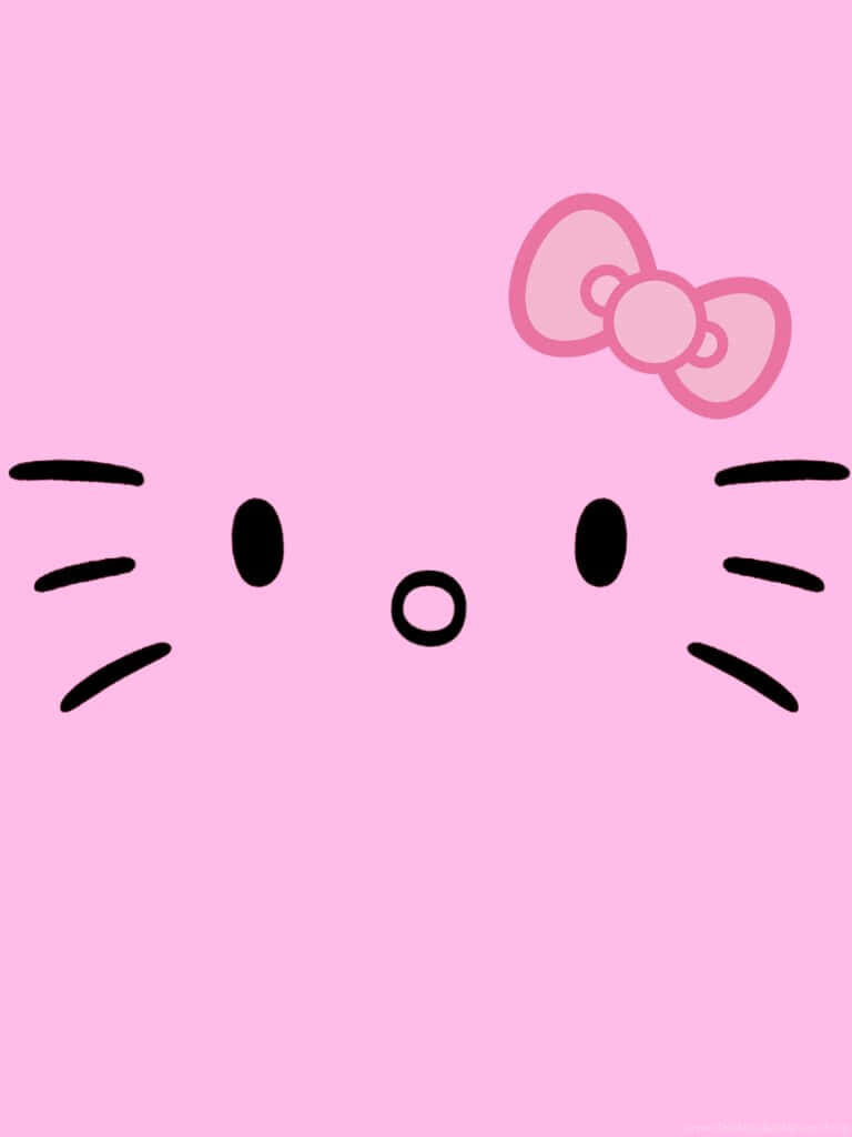 Cute Minimalist Hello Kitty Wallpaper on Pink Background