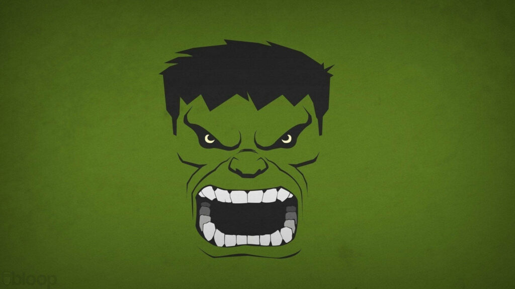 Minimalistic Hulk Wallpaper: Bold Green Head on Solid Background