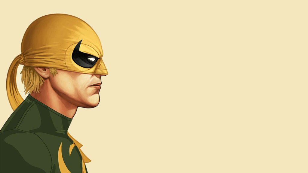 Minimalist Iron Fist Wallpaper: Daniel Rand in Yellow Mask & Green Suit