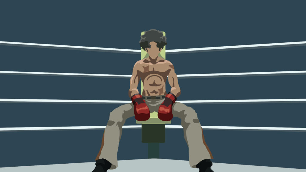 Minimalist Joe from Megalo Box Wallpaper: Iconic Boxing Stance