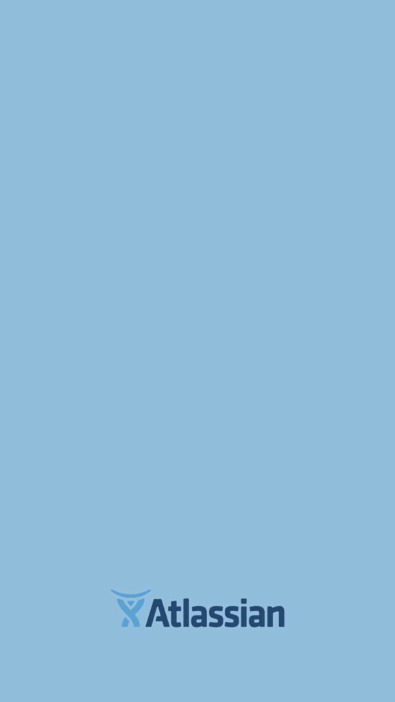Minimalistic light blue wallpaper with Atlassian logo displayed prominently at the bottom