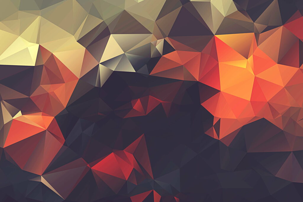 Minimalist geometric low poly wallpaper with charcoal slate red orange gradients and cream accents