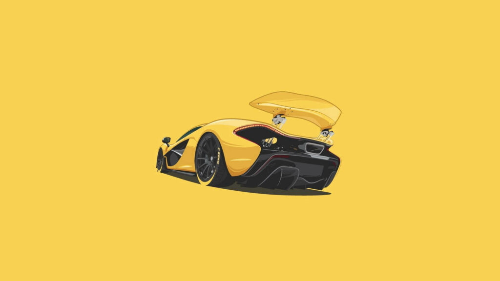 Sleek McLaren P1 Minimalistic Wallpaper with Vibrant Yellow Background