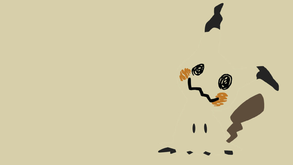 Minimalistic Mimikyu Wallpaper: Hand-Drawn Ghost/Fairy Pokémon Art