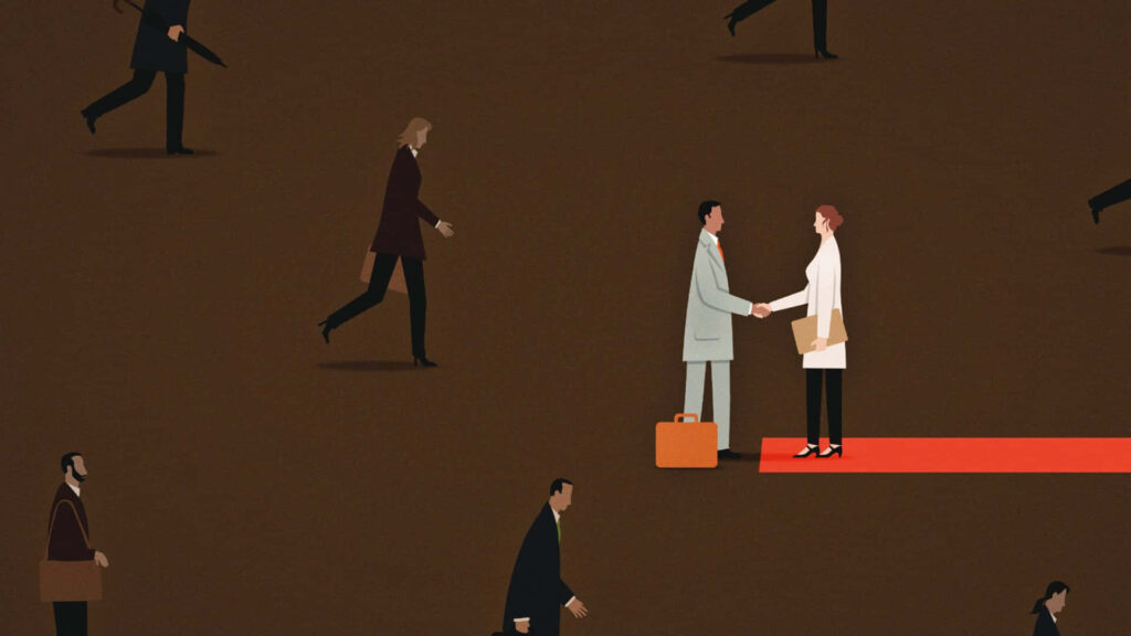 Professional Negotiation Wallpaper: Minimalist Handshake on Red Carpet