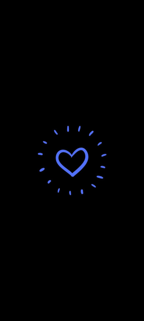 Minimalistic OnePlus 9R Wallpaper: Blue Heart on Sleek Black Background