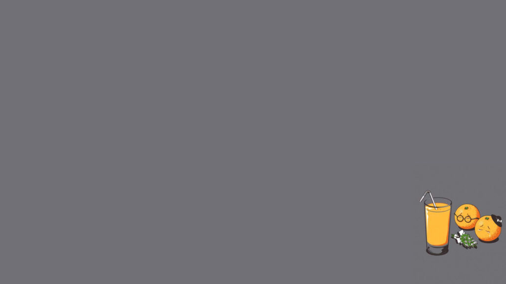 Cute Orange Characters Wallpaper - Minimalist Gray Background