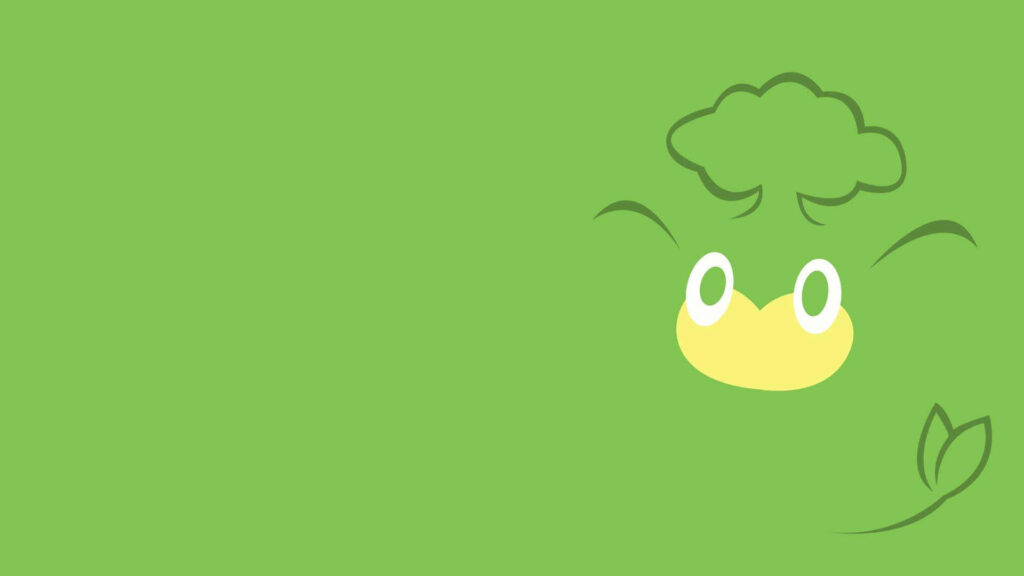 Minimalistic Pansage Wallpaper with Vibrant Green Background