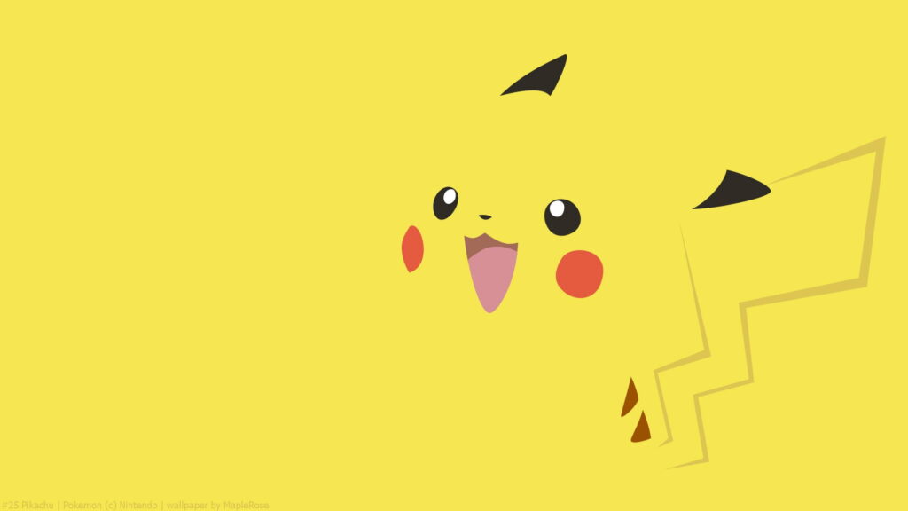 Yellow Brilliance: A Creative Minimalist Illustration of Pikachu with Copy Space in HD Wallpaper Background Photo