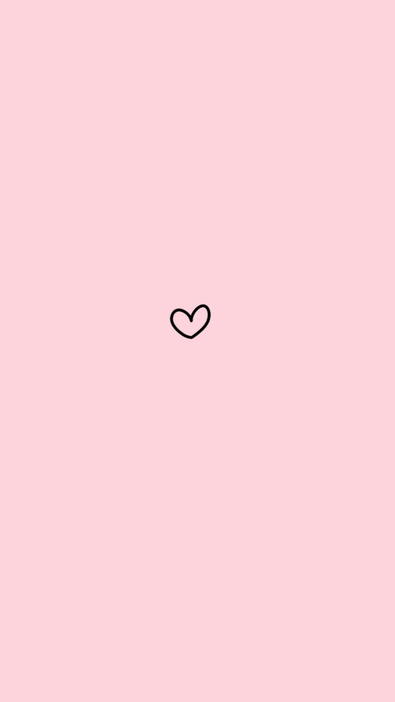 Minimalistic Pink Aesthetic Wallpaper with Cute Black Heart Design