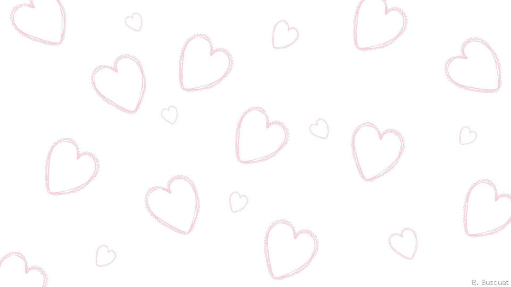 Charming Minimalist Pink Heart Wallpaper on White Background