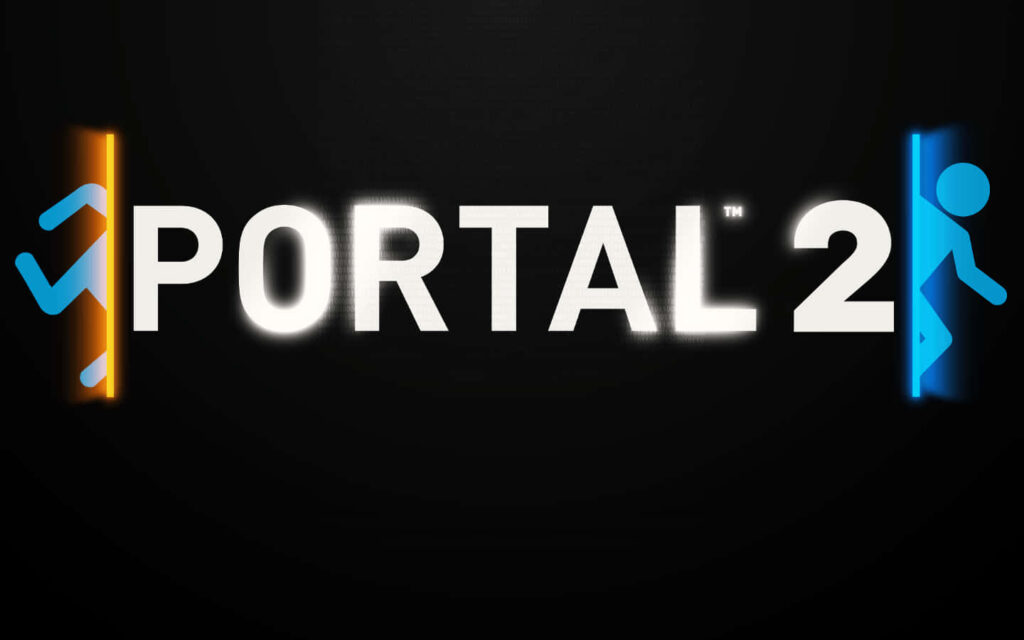 Portal 2 Logo Minimalistic Wallpaper - Dark Background Design