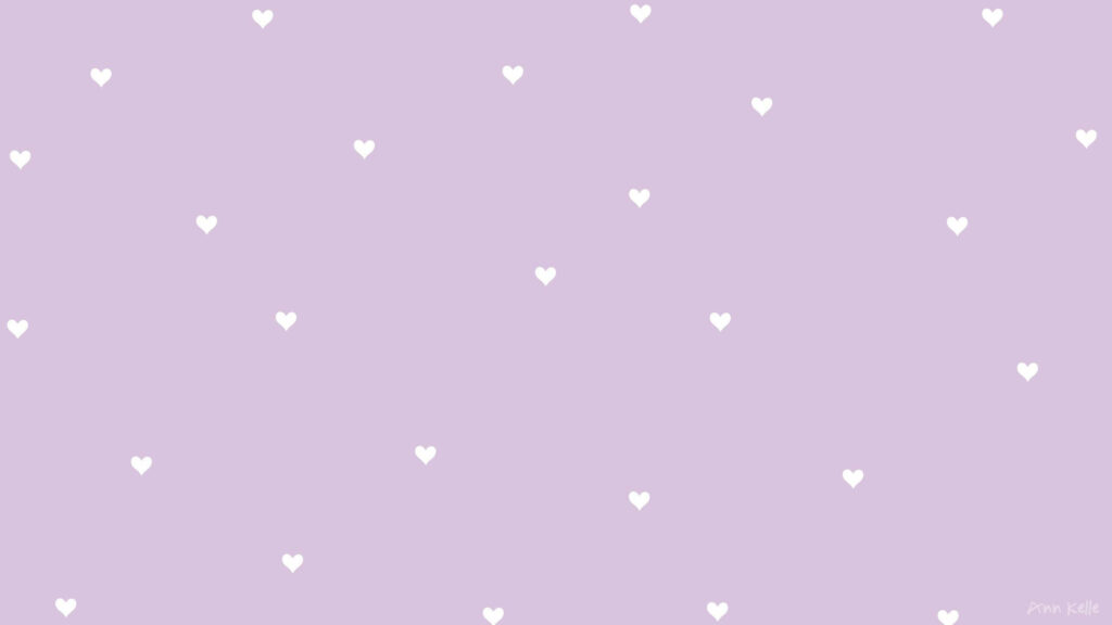 Minimal Purple Pastel Wallpaper with White Heart Patterns