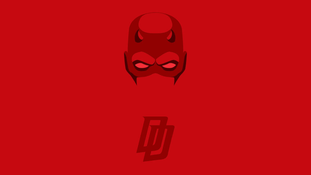 Minimalistic Red Daredevil Wallpaper: Iconic Mask & Logo Background