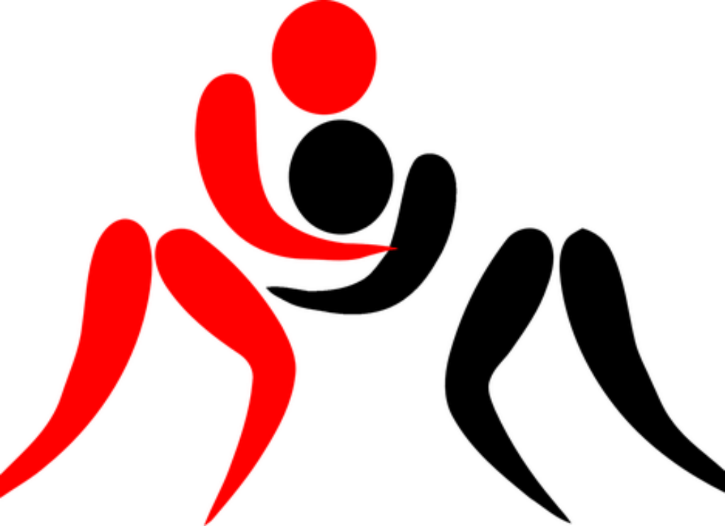 Dynamic Red Runner Icon on Black: Minimalist Abstract Wallpaper