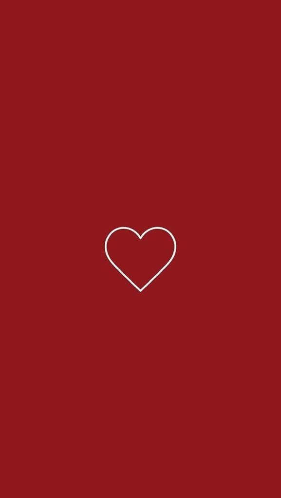 Minimalistic Red Wallpaper with White Heart Icon - Sweet Aesthetic