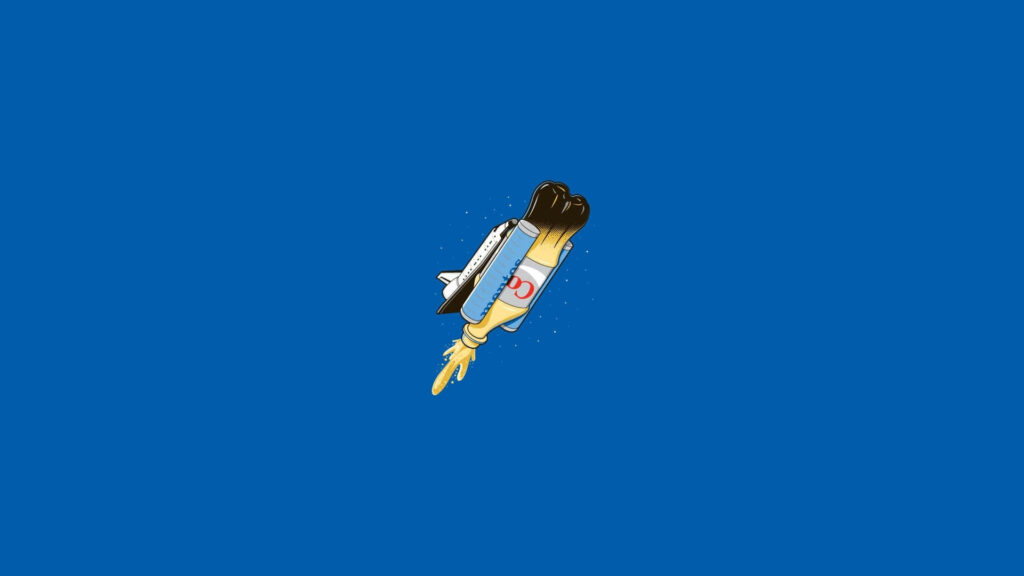 Whimsical Rocket Ship Wallpaper: Clean Minimalistic Design
