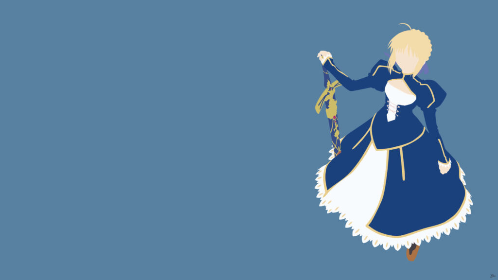 Minimalist Saber Wallpaper: Elegant Vector Art on Blue Background