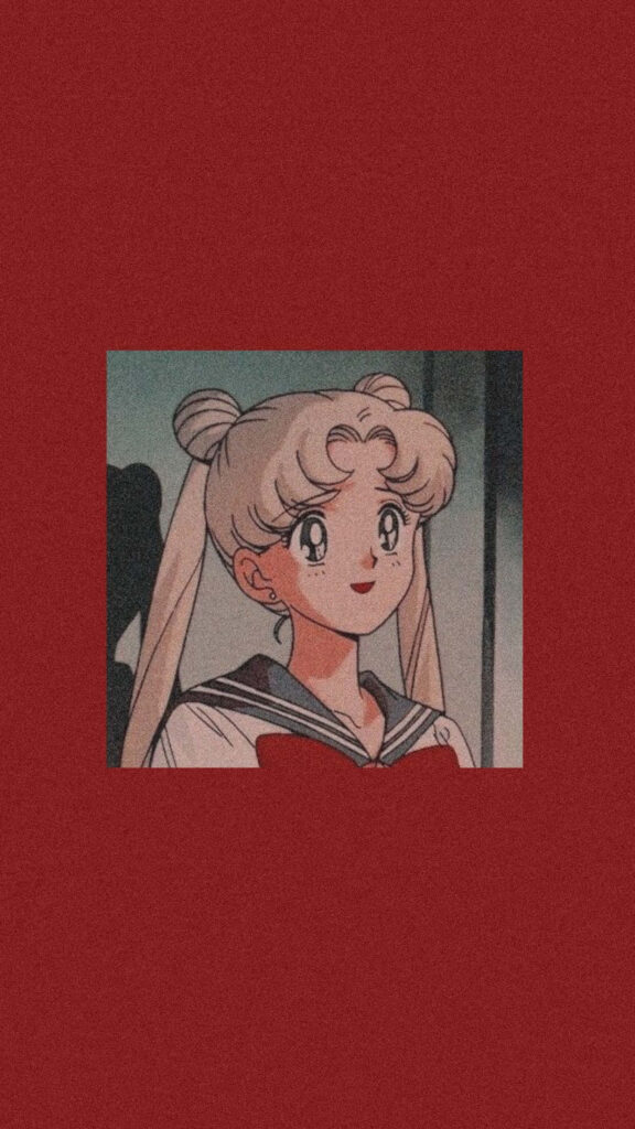 Charming Sailor Moon Wallpaper on Bold Red Background