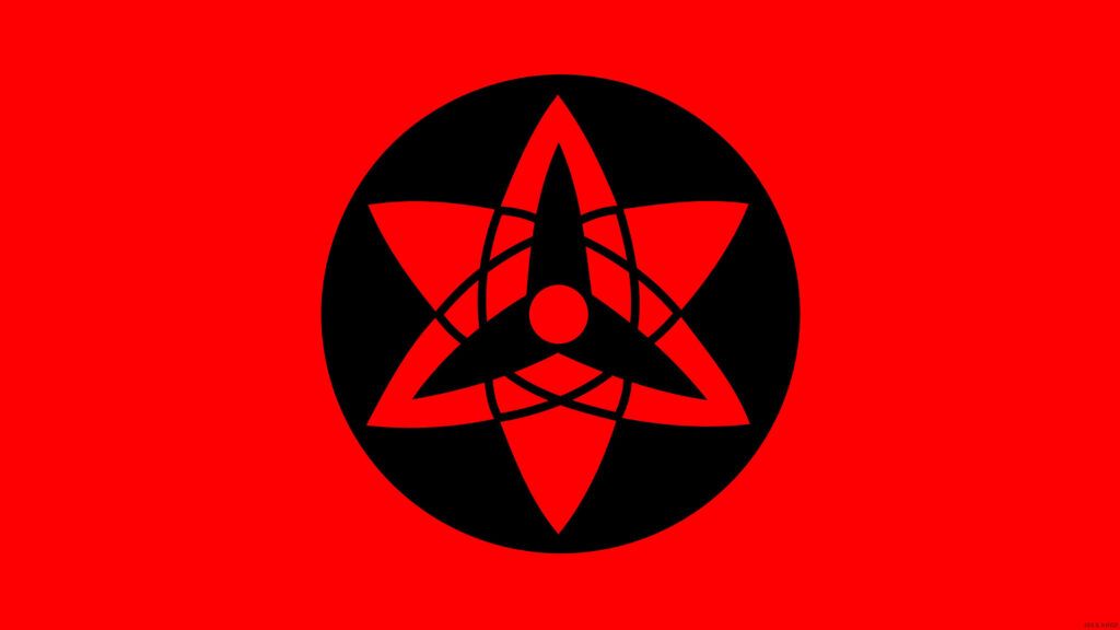 Minimalistic Sharingan Wallpaper on Bold Red Background