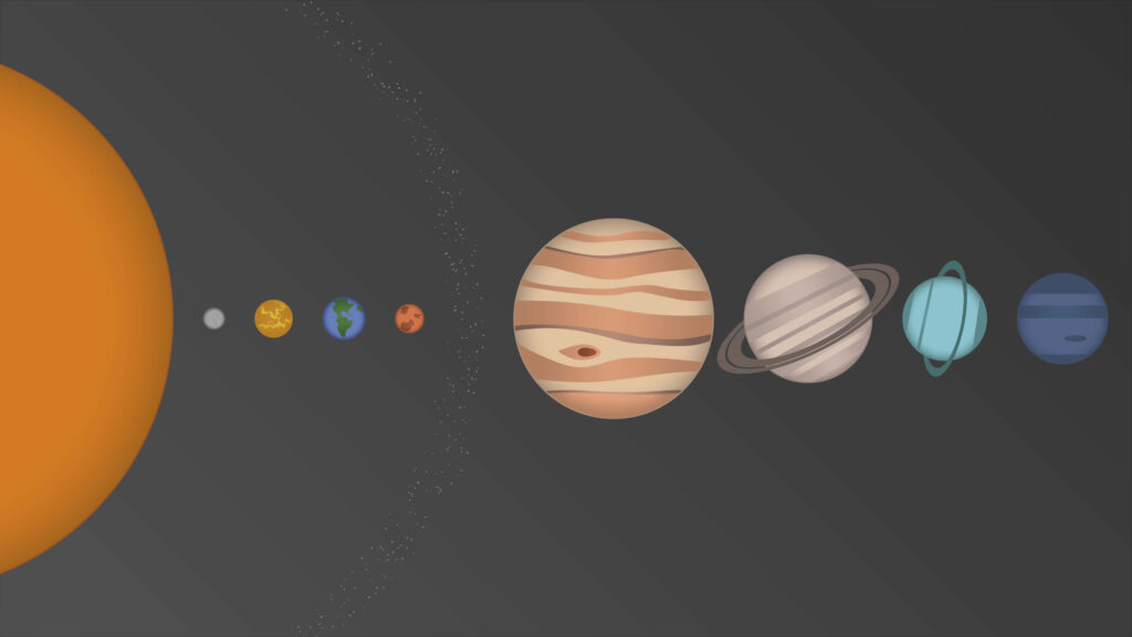 Minimalist Solar System Illustration: Sun & Planets Wallpaper Background