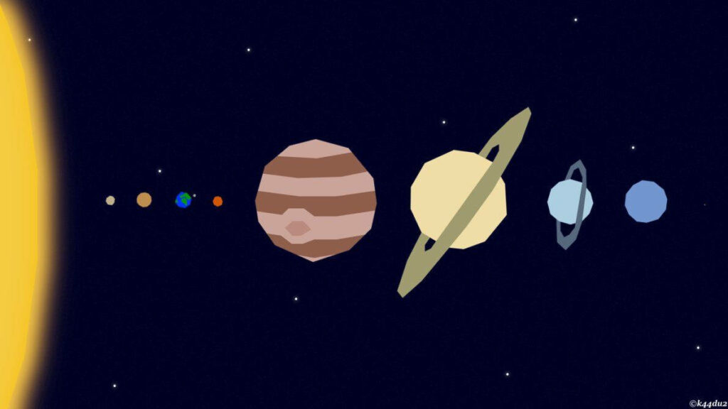 Minimalist Solar System Vector Wallpaper on Starry Background
