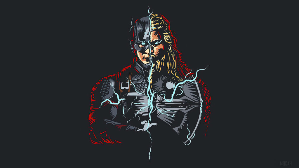 Minimalistic Marvel Wallpaper: Captain America & Thor Dual Design