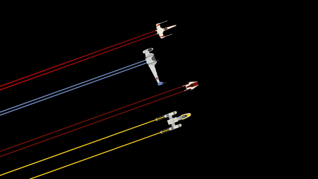 Minimalistic Star Wars Spacecraft Wallpaper with Colorful Lines