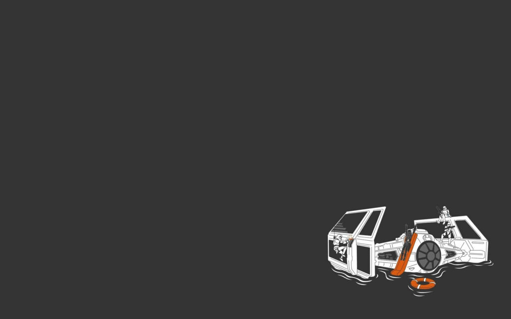 Geeky TIE Fighter & X-Wing Minimalist Wallpaper on Dark Water