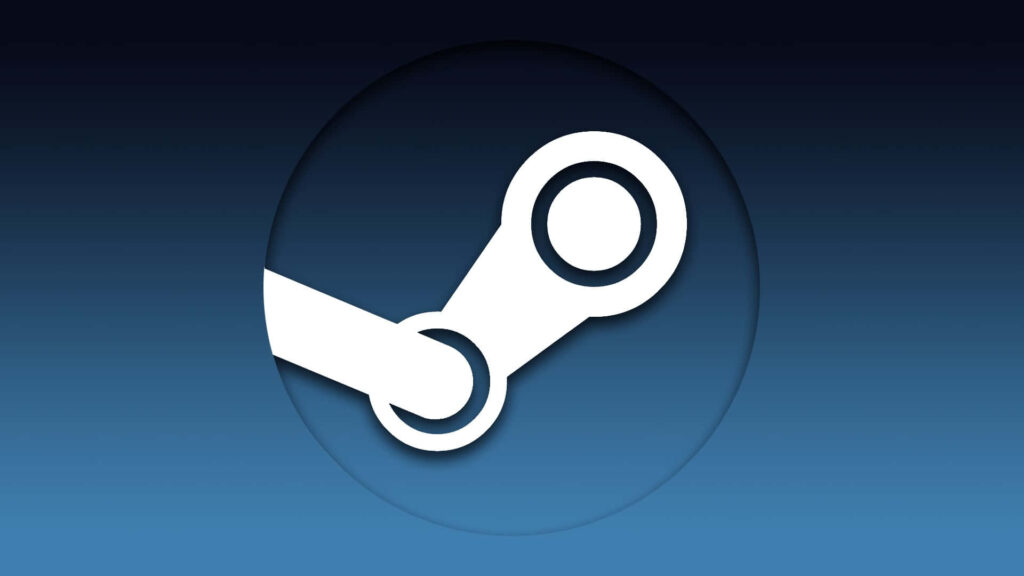 Minimalistic Steam logo wallpaper on sleek blue gradient background ideal for gaming fans