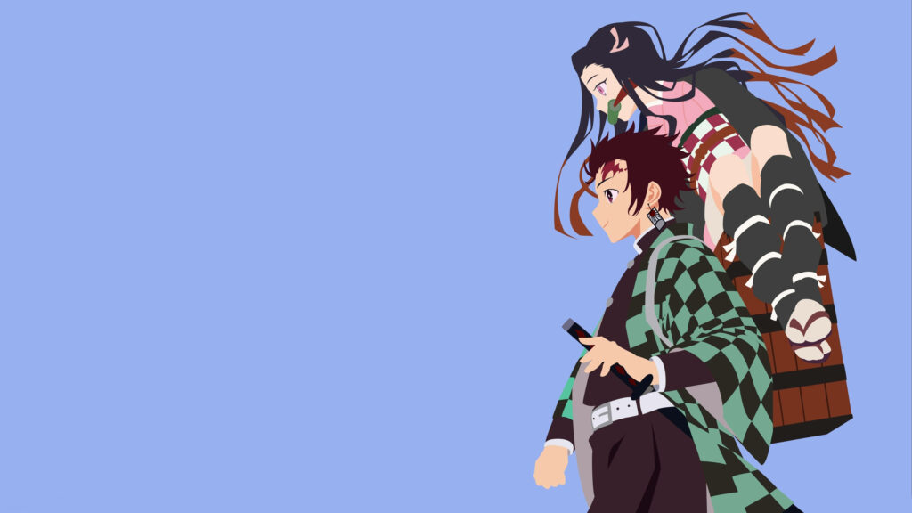 Minimalist Tanjiro & Nezuko Wallpaper - Aesthetic Demon Slayer Art