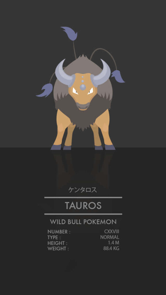 Stylized Tauros Wallpaper: Minimalist Wild Bull Design & Stats