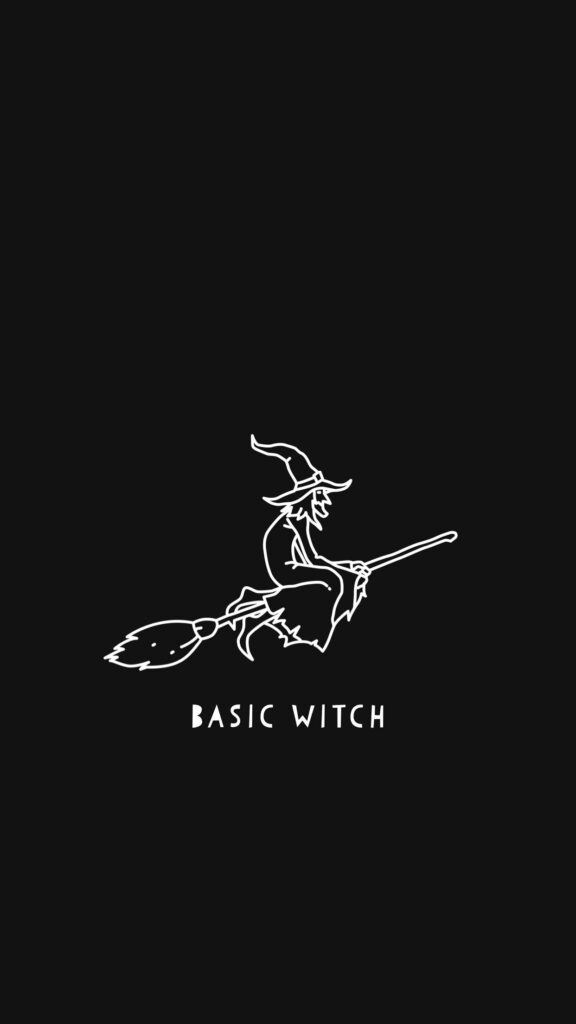 Minimalistic Witch on Broomstick iPhone Wallpaper | Dark Aesthetic