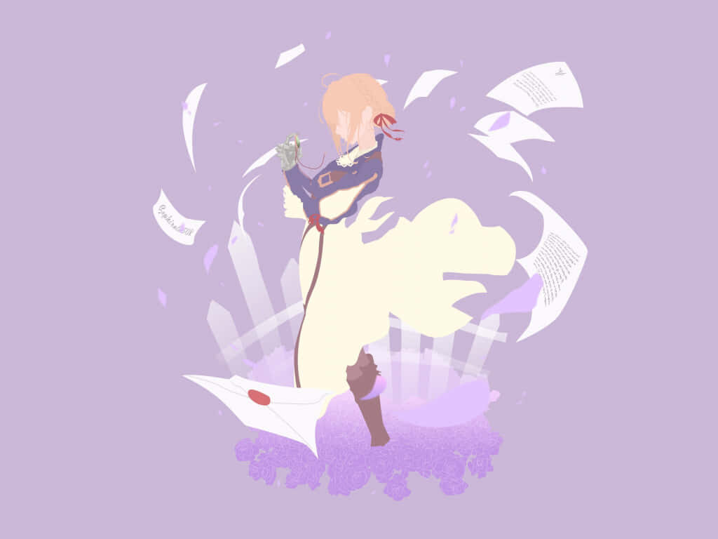 Minimalistic Violet Evergarden Wallpaper: Graceful Anime Art