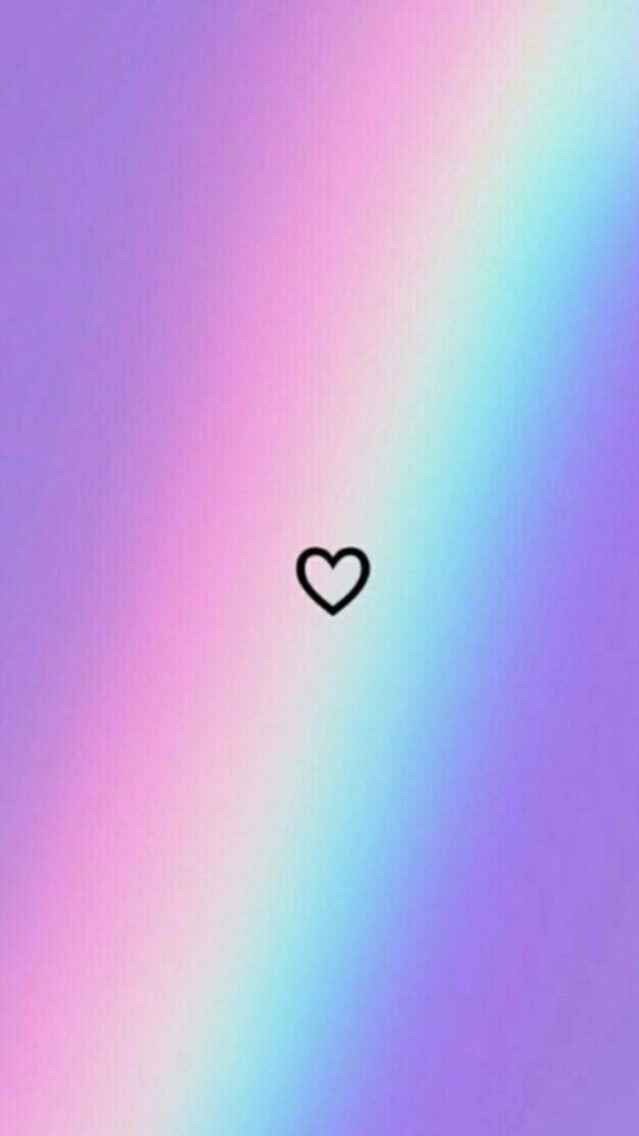 Minimalist Wallpaper: Black Heart on Vibrant Rainbow Gradient