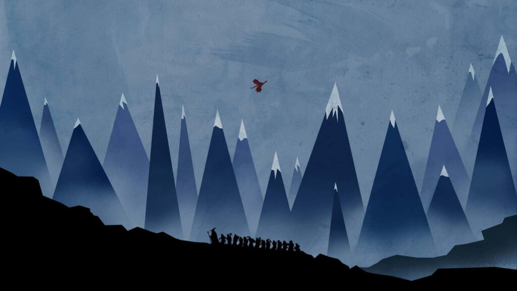Minimalist Hobbit Wallpaper: Journey Through Misty Mountains