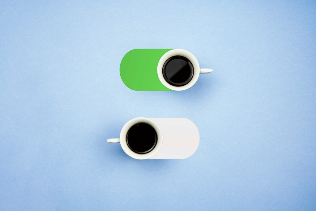 Minimalist Wallpaper: Two Coffee Cups on Toggle Design, Light Blue