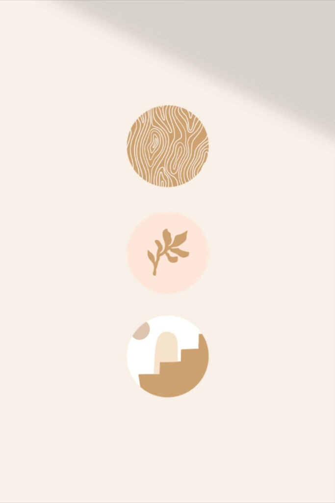 Minimalist Beige Wallpaper with Abstract Circular Icons for Home Decor