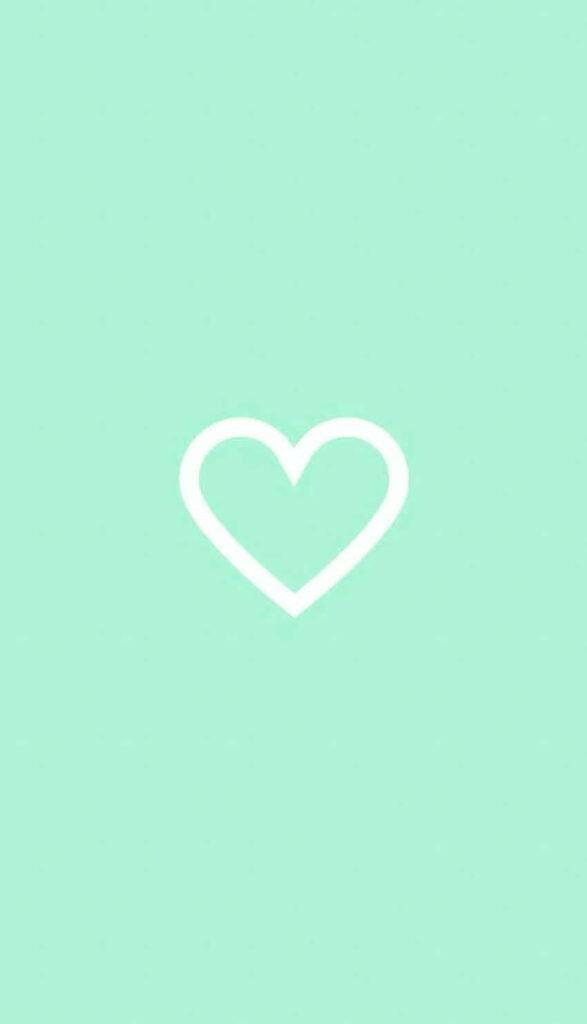 Minimalistic White Heart Wallpaper on Calming Mint Green Background