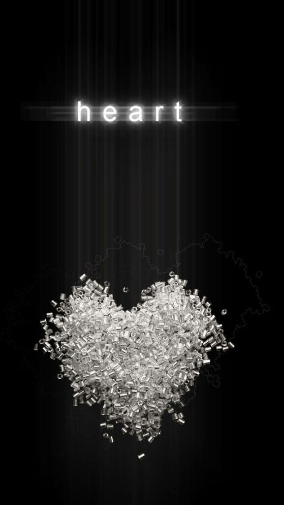 Minimalistic White Mosaic Heart Wallpaper on Dark Background